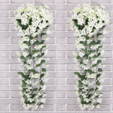 Flores Colgantes Flor Violeta Artificial Pared Blanco 2pcs