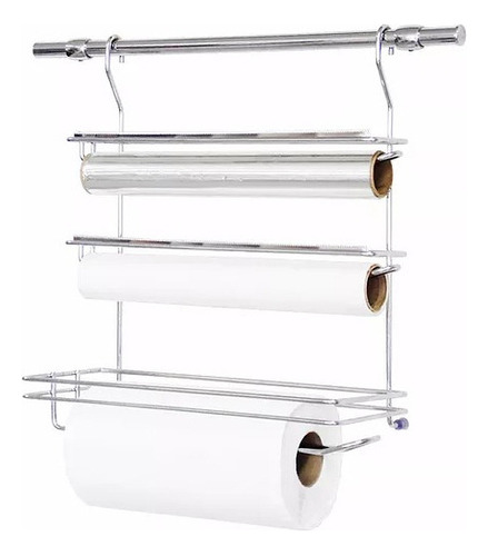 Porta Rolos Triplo Serrilhado Inox 3001 Jomer Cor Cinza