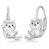 Aretes Plata 925 Con Diseño Gato Bonitos Aretes Gato Con Dis