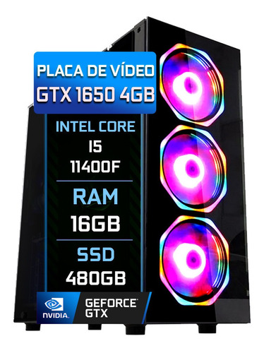 Computador Gamer Intel I5 11400f 16gb Gtx 1650 Ssd 480gb