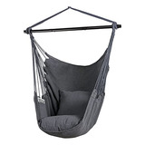 Hammock Chair Swing With Steel Support Bar, Side Pocket...