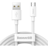 Cabo Usb To Micro-usb Baseus 2.4a 1m Para Samsung Xiaomi Cor Branco