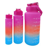 Botella Motivacional Set  X 3 Tamaños Degrade