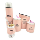 Set Matero Rosa C Funda Para Mate De Eco Cuero Personalizado