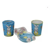 Set 3 Piezas Baño Daccord Rabbit Infantil Conejo Porcelana