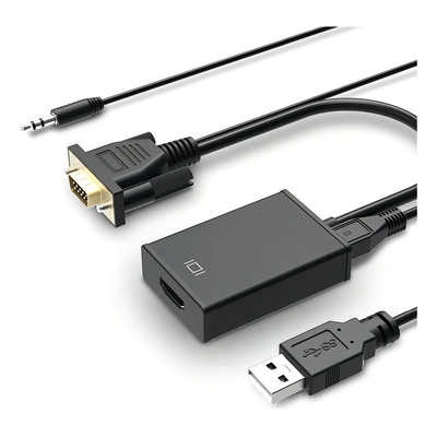 Adaptador Convertidor Vga A Hdmi De 1080p Con Cable Audio de 3.5mm, Cable Vga A Hdmi Cable Auxiliar para HDTV, PC, Laptop, DVD, Proyectores, Notebook, TV-Box | Envío gratis