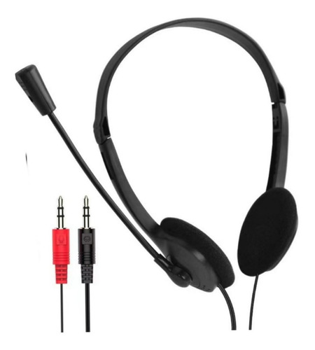 Fone Microfone Headset Escritório Notebook Home Office Cor Preto