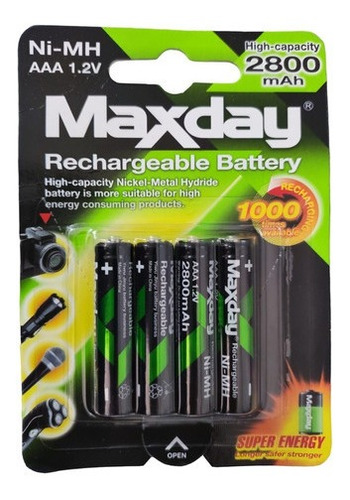 Pila Batería Recargable Aaa X4 Unidades 2800mah 1.2v Ni-mh