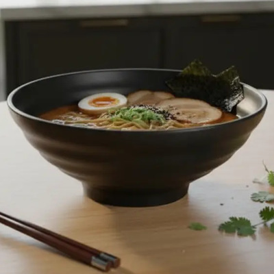 6 Tazones Japonés Para Ramen De Melamina Negro 20cm 1200 Ml | Meses sin interés