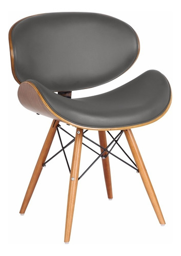 Silla Eames Premium Madera Y Cuero Anatomica Oficina Comedor