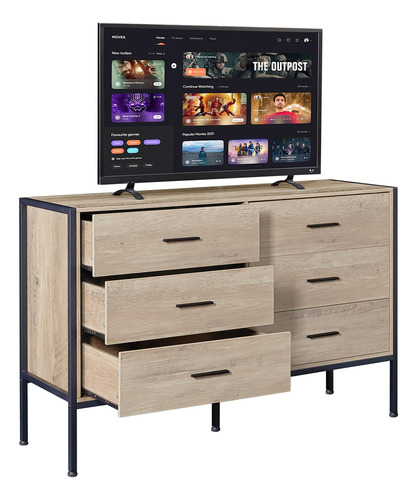 Lyromix Comoda Rustica De Madera Maciza, Soporte De Tv De Ma