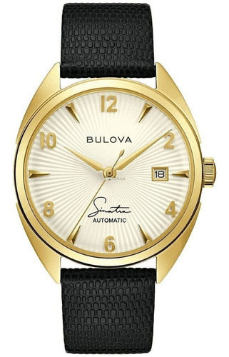 Relógio Bulova Sinatra Fly Me To The Moon Automático 97b196 Cor Da Correia Preto Cor Do Bisel Dourado Cor Do Fundo Prateado