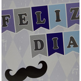 Banderín Feliz Cumpleaños O Feliz Día Stamping Color Feliz Día Azul