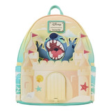 Mini Backpack Disney Stitch Sandcastle Beach Loungefly Diseño De La Tela Estampado