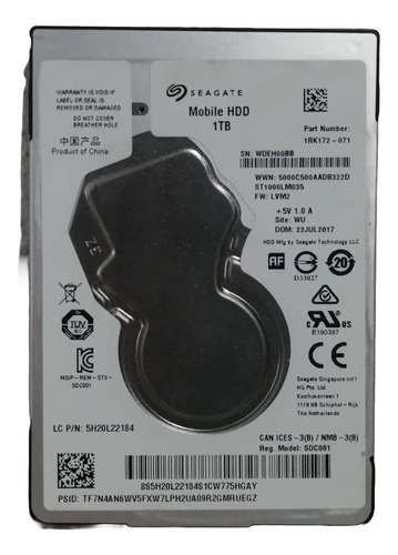 Disco Duro Sata 1 Tb Segate Sdc001 Para Portatil