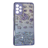 Funda Diseño Flores Y Brillo Violeta Pastel Para Samsung A72