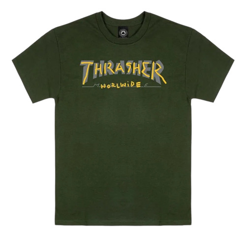 Remera Thrasher Modelo Thrademark Verde Oscuro Exclusiva