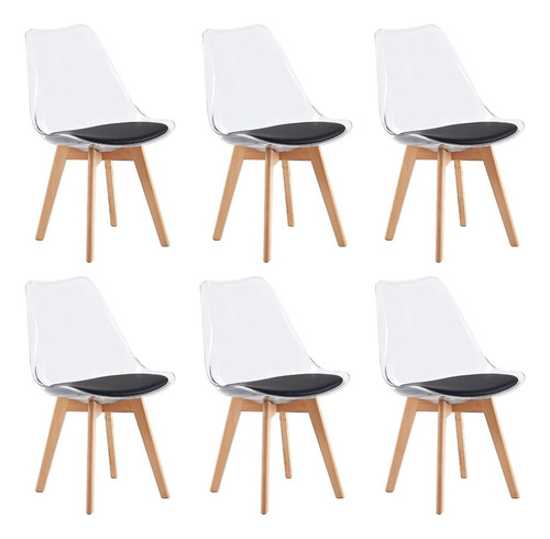 Set X6 Sillas Moblihouse Eames Transparente, Extra Firme