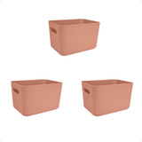 Set X3 Canasto Contenedor Organizador Plastico  26x18x16 Cm