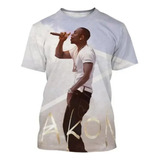 Camiseta De Hombre De Manga Corta Con Estampado 3d De Akon