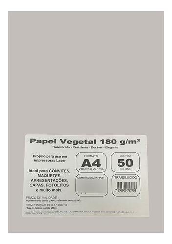6x Papel Vegetal Colordrop A4 50 Folhas 180g