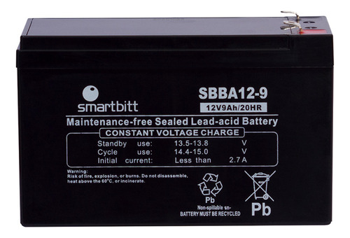 Bateria Smartbitt 12v/9ah Sbba12-9 Comp Sbnb750 Sbnb900lcd