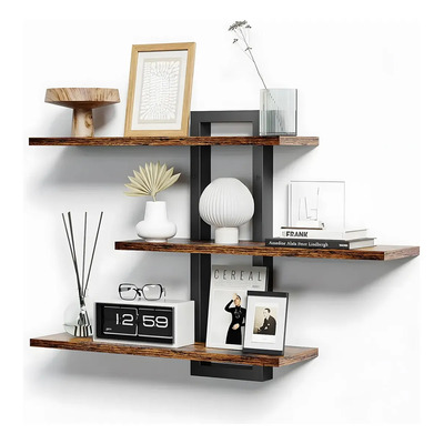 Estantería Moderna Flotante De Madera Para Dormitorio Y Baño, Estante De Tres Niveles Para La Pared Del Dormitorio, Estantería En Línea Para Libros Y Organización De Artículos De Higiene En El Baño | Meses sin interés
