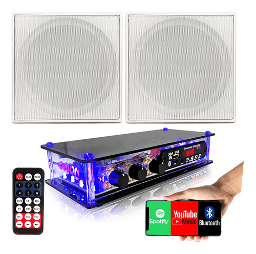 Som Ambiente Receiver Usb Bluetooth +2 Arandelas Quadrad