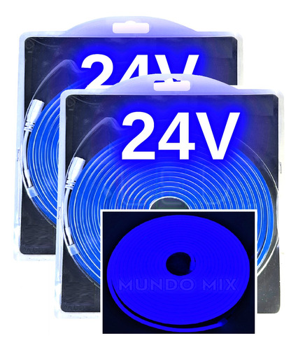 10metros Neon Led 24v Fita Flex Ip67 6x12mm Azul Royal 24v