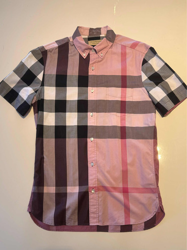 Camisa Manga Curta Burberry Xadrez Tamanho P Original Rosa