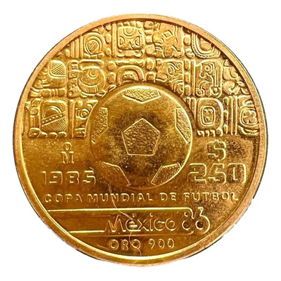Moneda 250 Pesos Oro Copa Mundial Futbol México 86 Año 1985 | MercadoLibre