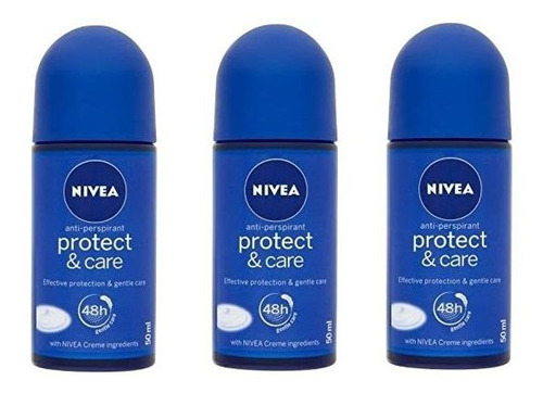 3x Nivea Protect & Care Anti-perspirant Deodorant Roll On Fo