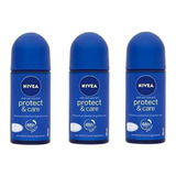 3x Nivea Protect & Care Anti-perspirant Deodorant Roll On Fo