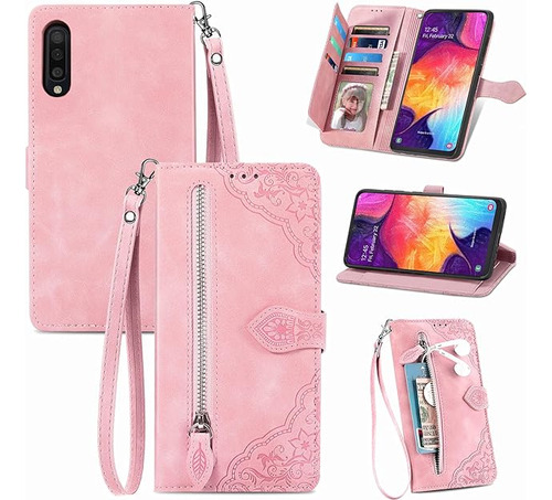 Compatible Con Galaxy A50 A50s A30s Funda Tipo Cartera Con C