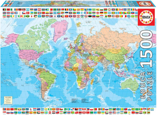 Educa - Mapa Político Mundial - Rompecabezas De 1500 Piezas 