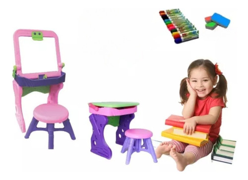 Mesa Escritorio Pupitre Tablero Niños, Caja De Marcadores