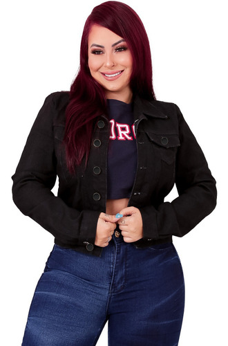 Jaqueta Femininas Jeans Rasgada Plus Size Linda Exg