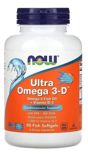 Now Foods Ultra Omega 3-d 90 Cápsulas Blandas De Pescado Sabor Sin Sabor