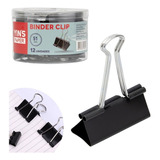 Prendedor De Papel Binder Clip 51 Mm Caixa Com 12 Unidades