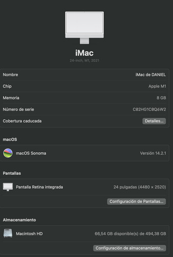 iMac 24 Retina 4.5k  Silver 512gb