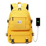 Mochila A La Moda Morral Amarillo Impermeable Tela Oxford