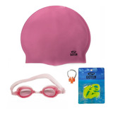 Kit Niño Natacion Gorra Antiparra Tapón Oídos Naricera Rosa