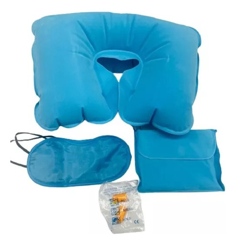 Antifaz Para Dormir Y Tapones D Oído Almohada Inflable Viaje