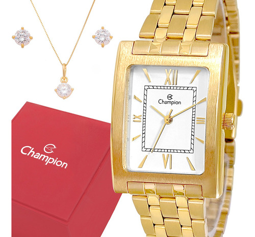 Relógio Champion Feminino Dourado Ouro Prova D'água Original