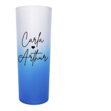 Kit 10 Copos Long Drink Degradê Jateado Personalizados Azul