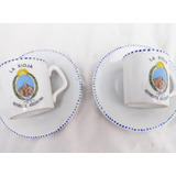 2 Taza Antigua Duo Plato La Rioja Escudo Provincia Cafe