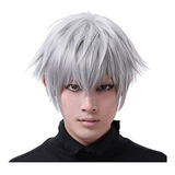 Peluca Disfraz Cosplay Anime Para Hombre Gris Plateado