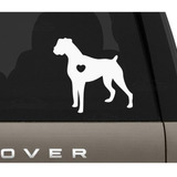 2 Sticker Para Auto Silueta Perro Boxer Corazón 
