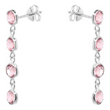 Aros De Plata 925 Swarovski® Elements Serie Cristales Rosa