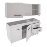 Combo Bajo Mesada + Alacena 120cm 3 Puertas Blanca O Wengue Color Blanco